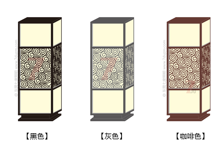 丝瓜成视频人app下载localhost照明2020新款新中式祥云立柱柱头灯黑色灰色咖啡色不同颜色效果图